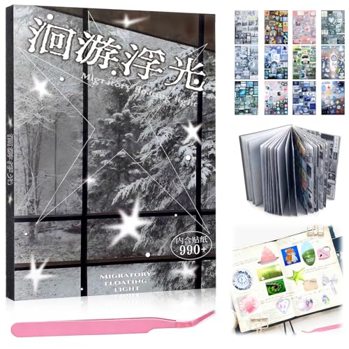 Image of 990Pcs Cute Scrapbook Stickers Travel Y2k Japanese Sticker Book for Adult Kawaii Korean Stickers for Journaling Laser Aesthetic Sticker Glitter Toploader Decor for DIY Card Art Crafts 30 Page Glimmers
