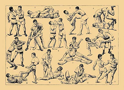 Letrero retro de estaño Jiu Jitsu Jiujitsu Techniques Fighting s Diagrama Ilustración Opciones de Color Letrero de metal para el hogar, dormitorio, gimnasio, decoración de pared, idea de regalo para