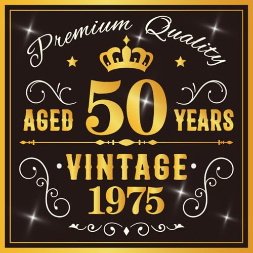 50PCS 50th Birthday Napkins 50th Birthday Decorations for Women Men 50th Anniversary Decorations Vintage 1975 Disposable Napkins Black Gold 6.5 x 6.5 In