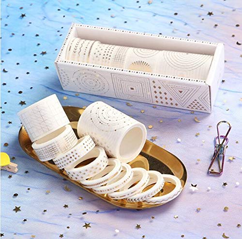 Washi Tape Set 10 Rolls Gold foil Washi Tapes Toshine Decorative Tape Set for Arts Crafts Scrapbooking Bullet Journal Gift Wrapping Planners Polka Dots Gold Foil Washi Tape