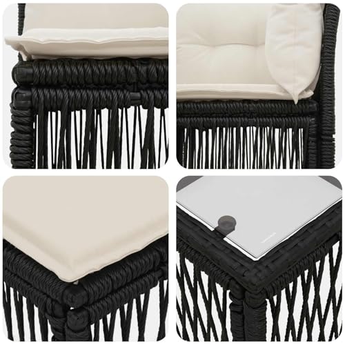 Canapé de jardin modulable noir ensemble 6 pièces pour optimiser l'extérieur