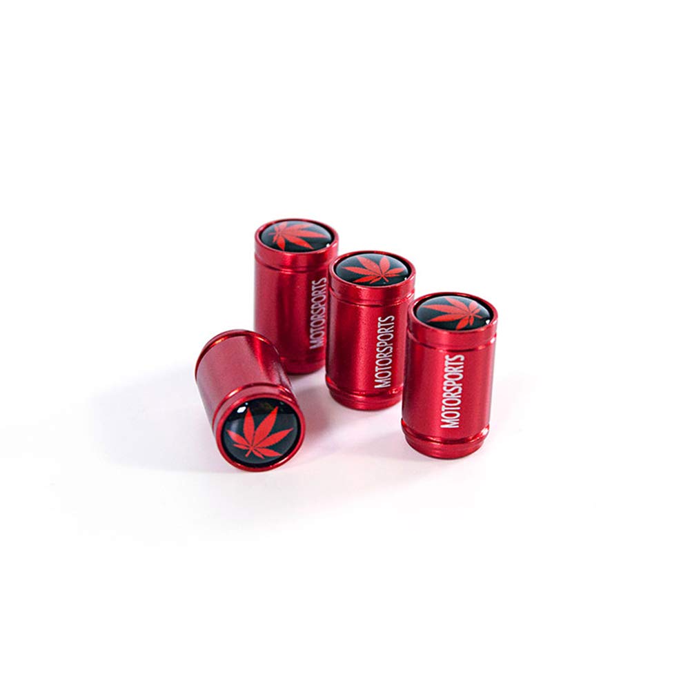 Yooce Marijuana Leaf Stem Cap Cannabis Weed Valve Cap Red