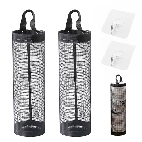 Cylocrya Soportes para Bolsas de plástico para Colgar Bolsas de Basura, Estante de Malla Transpirable, Organizador Plegable con Ganchos, Ideal para Cocina, Baño, Dormitorio, Almacenamiento de Bolsas