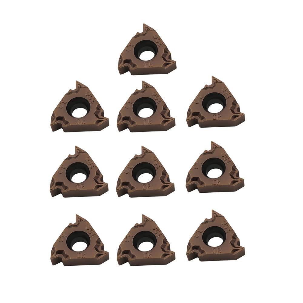 16IR Lathe Threading Inserts 16IR Internal Threading Insert Carbide Inserts for External Thread/Internal Thread Turning Tool Holders for for Stainless Steel and Iron (10pcs 16IR 3.0)