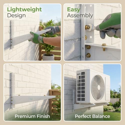 Image of Hipkoo Heavy Duty AC Outdoor Stand, Wall Mounting Bracket for 1.5 Ton & 2 Ton Split AC Outdoor Unit, Rust Proof Powder Coated, Compatible with Voltas, LG, Hitachi, Blue Star, Samsung, Pack of 1