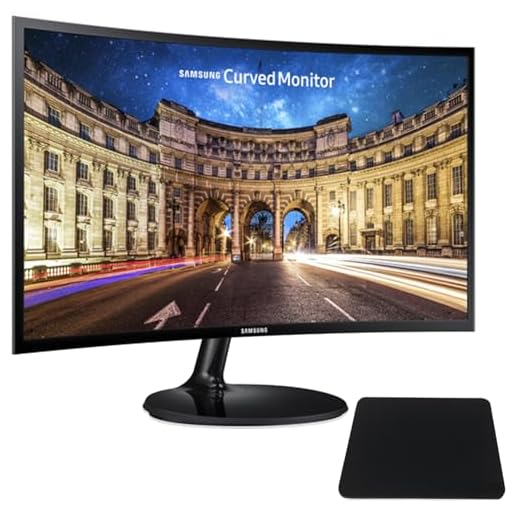 SAMSUNG 24 Inch Curved Computer Monitor, LC24F390FHNXZA LED Screen 60Hz Full HD 1080P Gaming Slim Design for Home and Office use, Wholesalehome Mouse Pad Included Black
