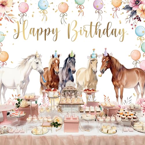 Fondo Fotográfico Happy Birthday Horse 7x5 pies Poliéster miniatura 3