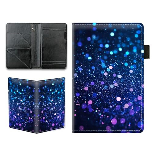 KUJKBFWJ Server Books for Waitress - Cute Server Guest Book with Zipper Pocket & Note Pad Holder | PU Leather Waiter Book Organizer, Apron-Compatible Server Wallet, Blue Glitter