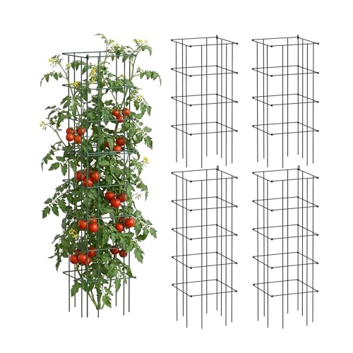 Image of Vego Garden 3 Pack Tomato Cage 14.5 inchx 58 inch Square for Garden & Pots, Rust-Resistant Tomato Stackable Heavy Gauge Plant Cage Trellis Support for Climbing Vegetables Plants