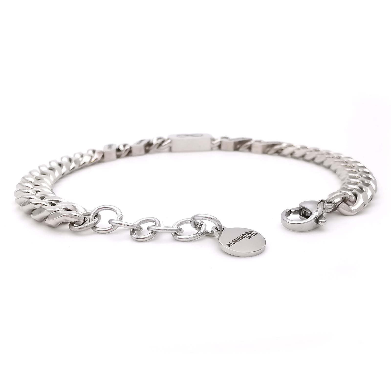ALMENDRA Bracciale da uomo personalizzato a catena con nomi figli personalizzabile data in acciaio inossidabile