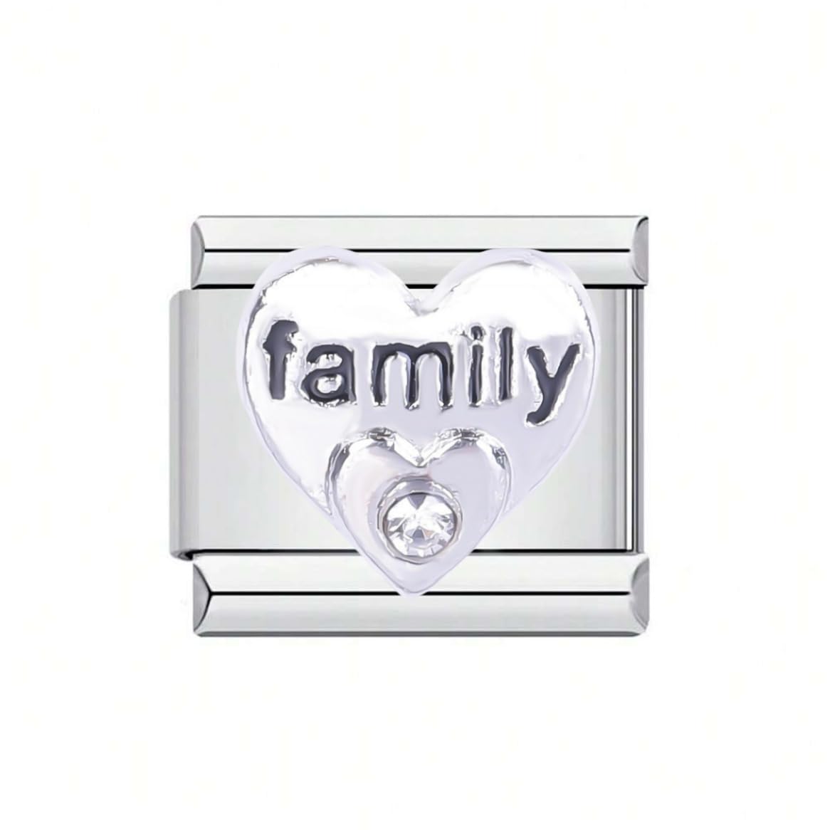 Mon & Sons M&S - Abalorio italiano de acero inoxidable de 9 mm para mamá, papá, sobrina, hermana, tía, familia, fútbol, estrella, luna, eslabones italianos, compatible con pulseras de abalorios, 0