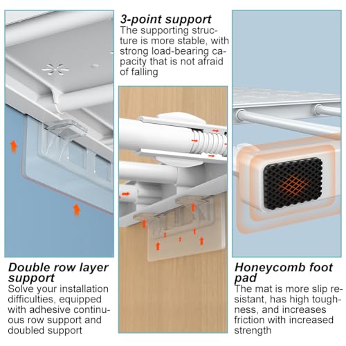 Umllpet Verstellbare Regale für Schrank, Teleskop Einlegeböden 38-60cm (24cm Breite), Nagelfrei & Erweiterbar Regaltrenner für Kleiderschrank, Küche, Badezimmer