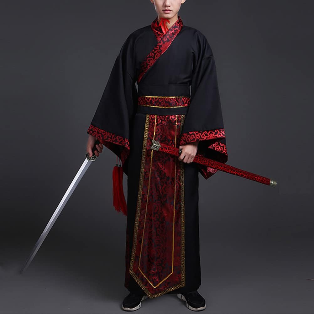 Generic Chinese Hanfu Costume Ancient Qin Han Dynasty Traditional Scholar Long Robe Swordsman Cosplay Outfit
