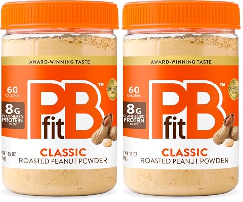 Image of PBfit 15 Ounce Classic Peanut Butter Powder,Powdered Peanut Butter Spread From Real Roasted Peanuts,8g of Protein 8% DV,Gluten-Free,60 calories,87% less fat,(Pack of 2)