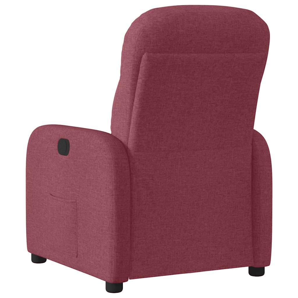 Fauteuil Inclinable Manuel Salon, Fauteuil de Relaxation en Tissu avec Repose-Pieds Réglable et Poche Latérale, Chaise Inclinable Confortable pour Bureau et Chambre, Rouge Bordeaux