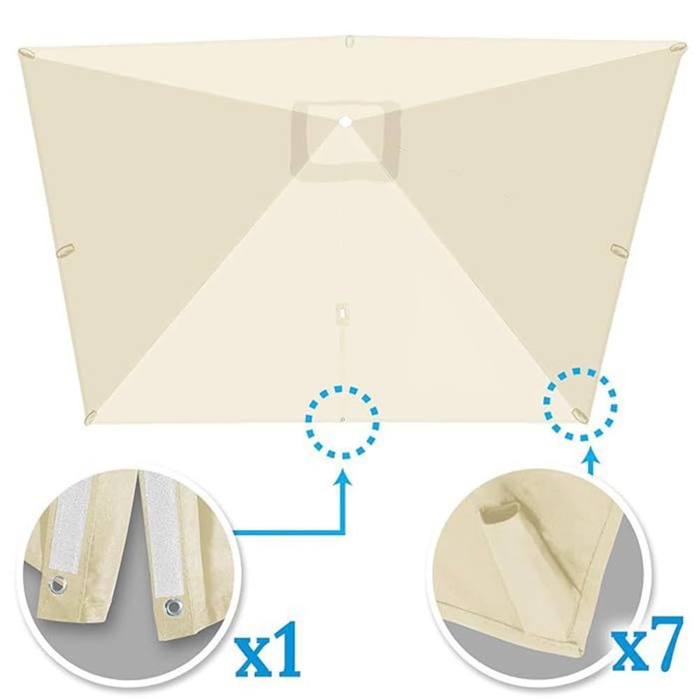 Telo di Ricambio per Ombrellone a Sbalzo Rettangolare 3x4m Anti-UV 8 Stecche Sand