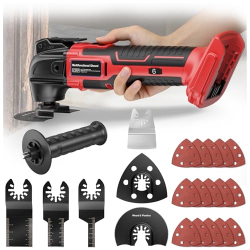 Cordless Oscillating Tool for Milwaukee 18V Battery, Oscillating Multi Tool Kit with Auxiliary Handle, 6 Variable Speed, Oscillating Saw for Scraping, Sanding, Cutting Wood (Battery Not Included)