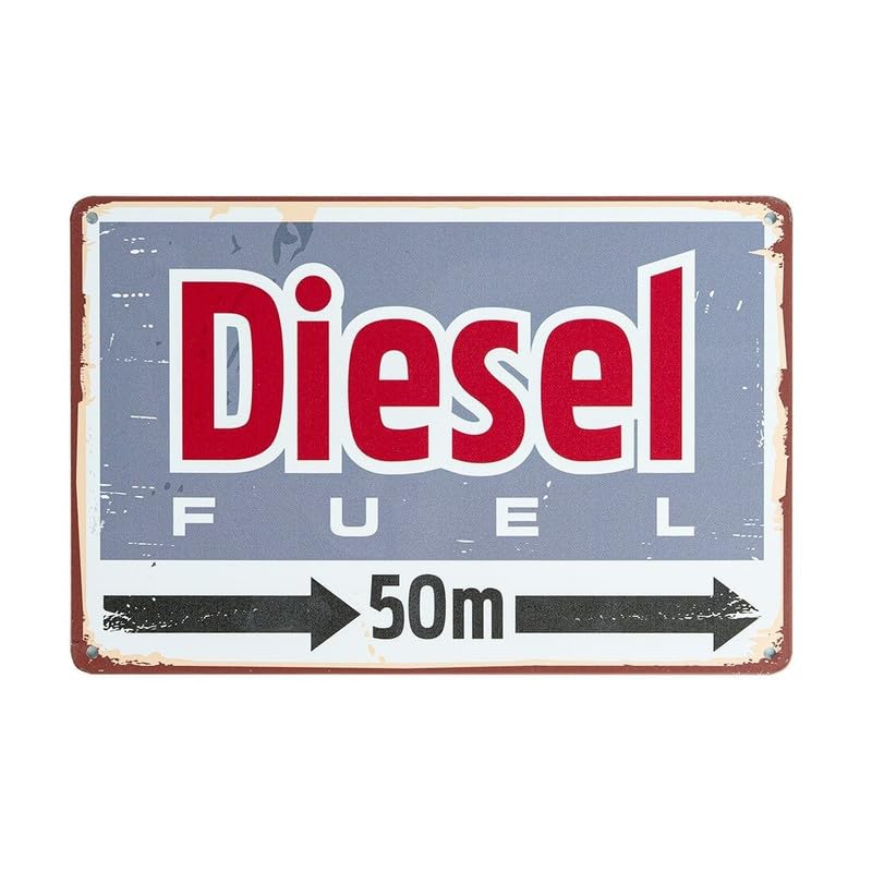 Image of Eazywagon Decorative Retro Metal Signs Wall Plate - 12x8 Inch (Diesel Fuel) | Weatherproof Vintage Metal Sign Plate for Cafe, Home, Bar, Garage | Decorative Wall Hanging Sign Board