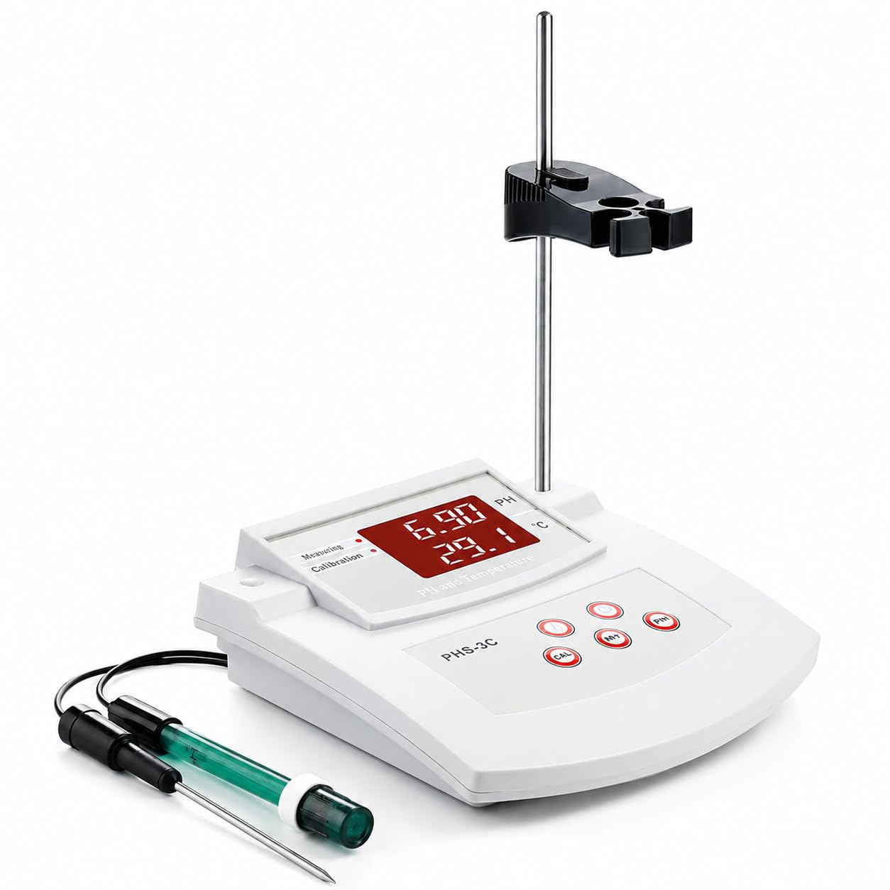 Medidor de pH digital para laboratorio, precisión de pH ± 0,01, calibración automática de 2 puntos con electrodos de pH y temperatura, perfecto para pruebas de agua