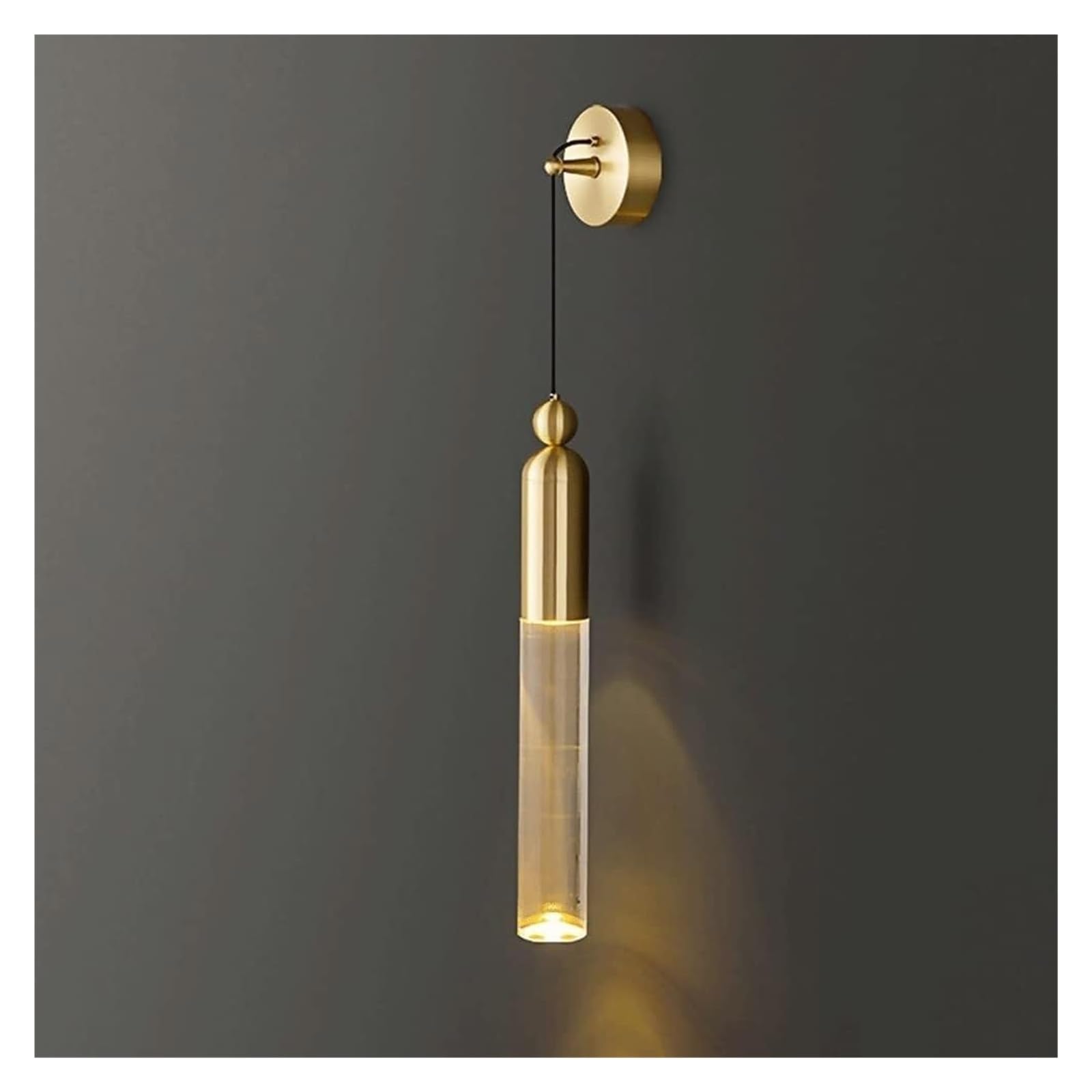 VDOQTLJT Copper Long Tube Wall Sconce Brass Lamp with Acrylic Flute Lampshade Modern Minimalist Light Lamps sconces(Tricolor Light)