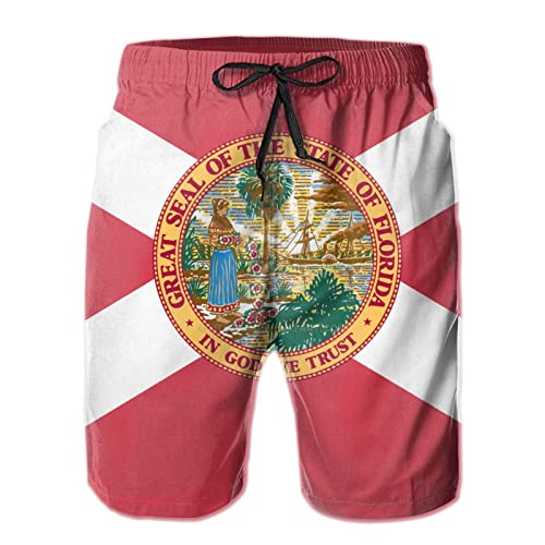 Florida Flag Swim Trunks Quick Dry Board Shorts with Mesh Lining Beach Shorts Printed Shorts Swimwear
