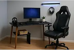 Escrivaninha MDF com Pés de Madeira, Mesa de Estudo Compacta para Home Office e Quarto(Preto)