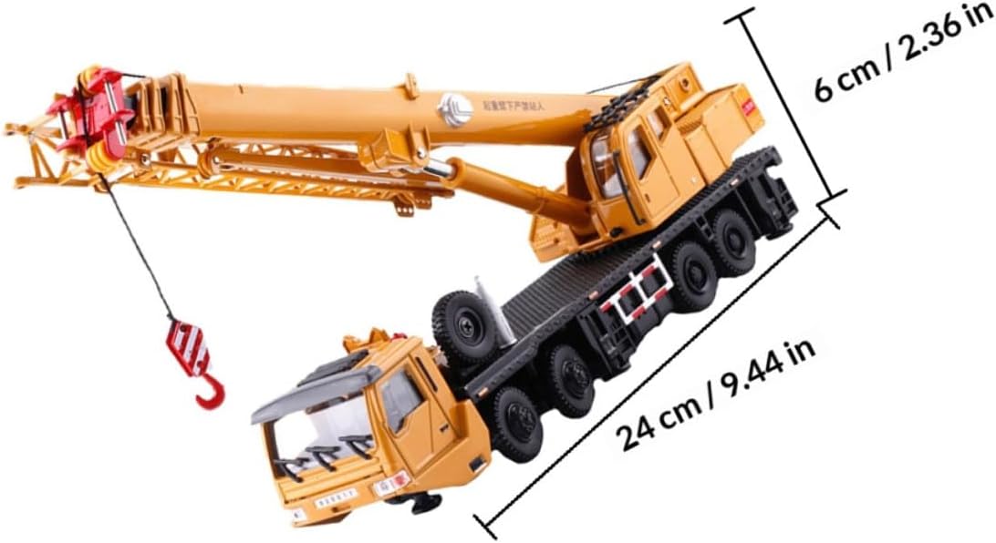 BESPORTBLE Alloy Crane Model Toy for Boys and Girls 1:55 Scale Construction Crane Vehicle Simulation Function Desktop Ornament for Kids for Indoor Play and Collecting