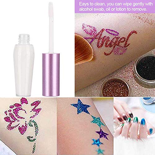 Body Glitter Glue, Adhesive Cosmetic Temporary Tattoo Glitter Powder Glue Body Painting Face Eyebrows Hair Nails Tattoo Gel Beauty Tool For Festival Carnival Concert Party Beauty Rave Accessories 7Ml #TOP3