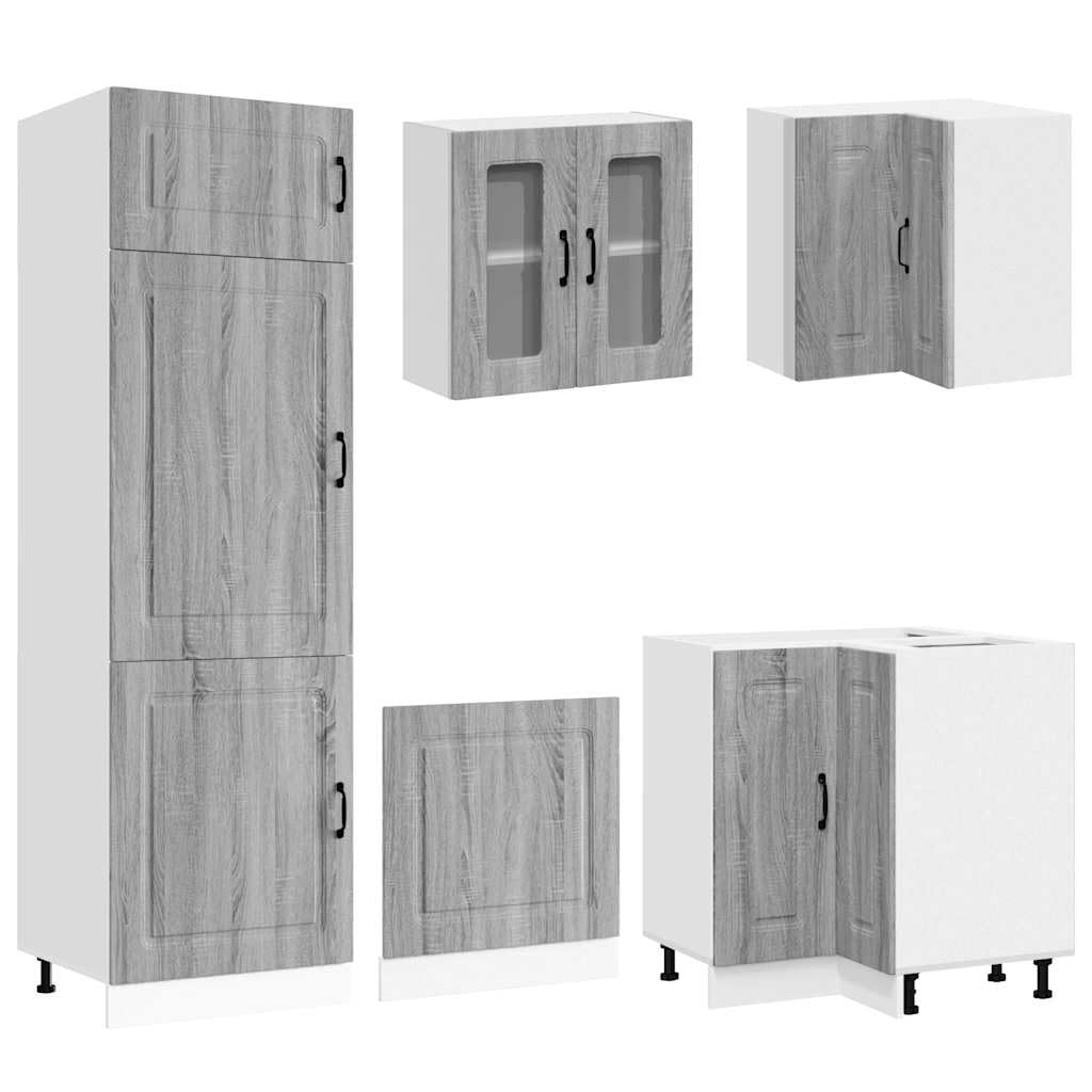 Set Mobili Cucina 14 Pezzi Kalmar Grigio Sonoma in Truciolato