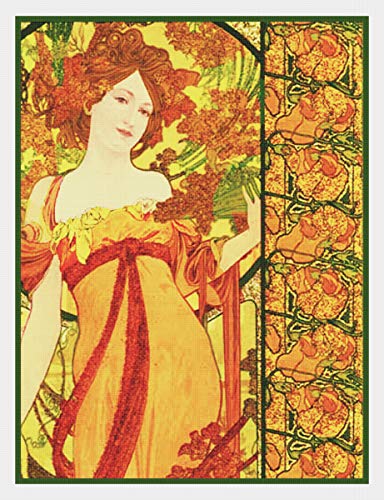 Orenco Originals Autumn Champagne by Alphonse Mucha Counted Cross Stitch Pattern