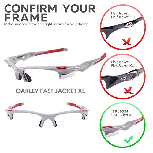 Walleva Polarized Lenses And Rubber Kit(Earsocks+Nosepads) For Oakley Fast Jacket Xl Sunglasses - Multiple Options Available(Black Polarized Lenses + Black Rubber) #TOP3