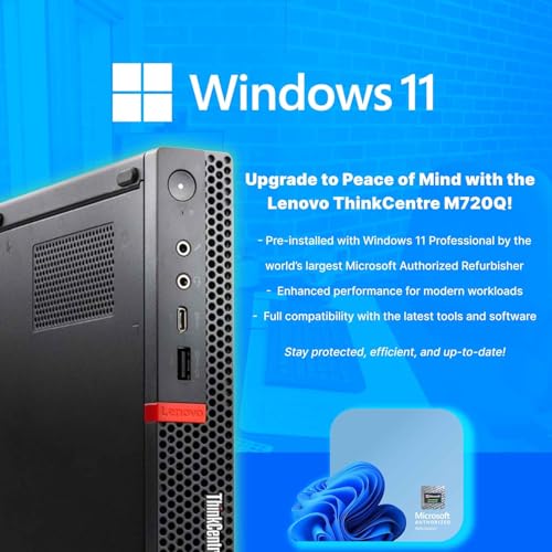 Image of Lenovo M720Q ThinkCentre Mini PC | Windows 11 Pro | Intel i5-8400T | 8GB RAM + 250GB NVME | 5G WiFi + BT | Home or Office Micro Desktop Computer (Renewed)