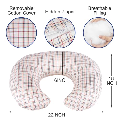 Image of x-vesolje Nursing Pillow, Breastfeeding Pillow with Removable Cover, Ergonomic Breast Feeding Pillow, Baby Feeding Support Pillow for Mom Easier Breastfeeding- Original Size /Red