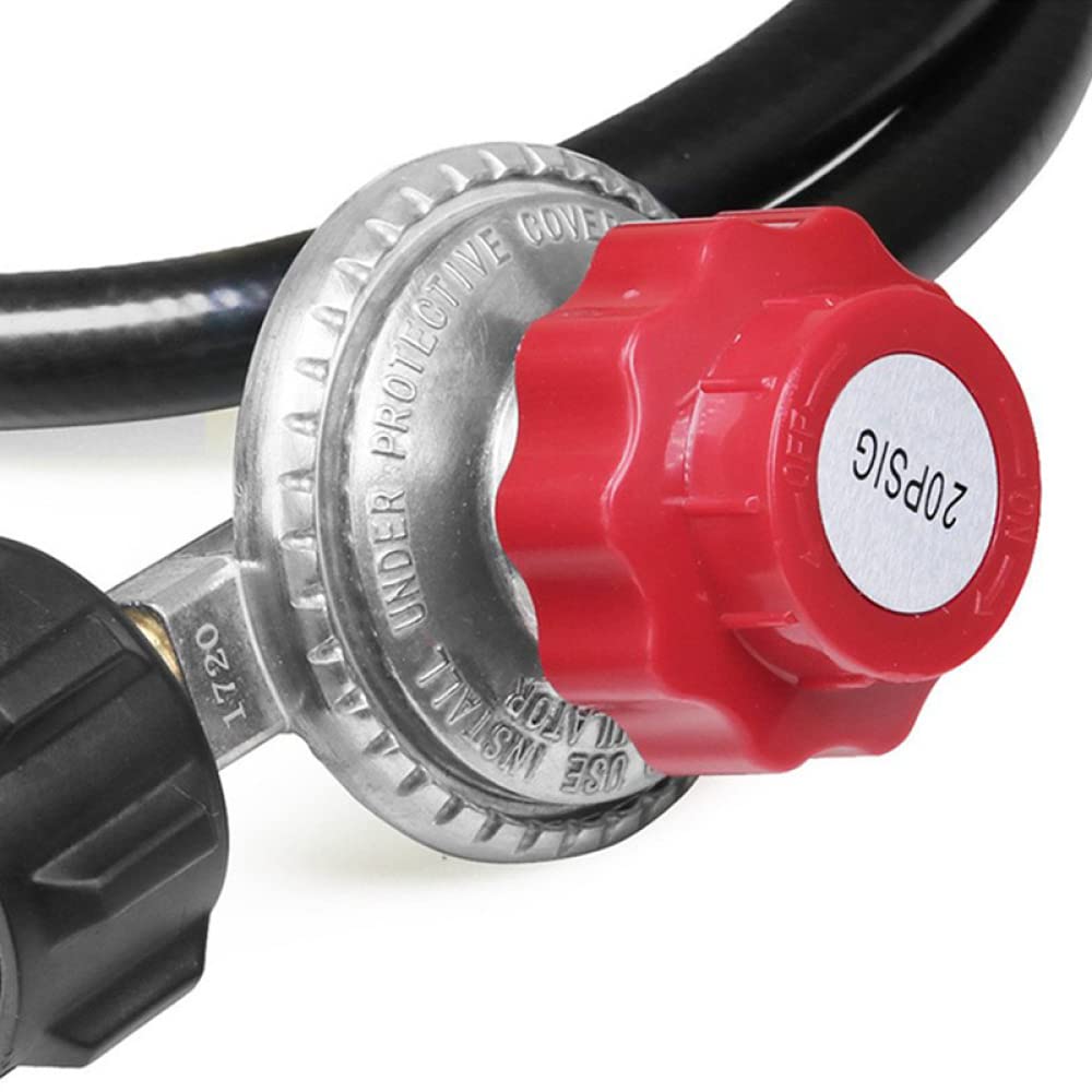 4,5 Fuß Propangas-Schlauch Mit Regler (20 PSI) – Verstellbar Für BBQ, Grill, Wok, Fritteuse