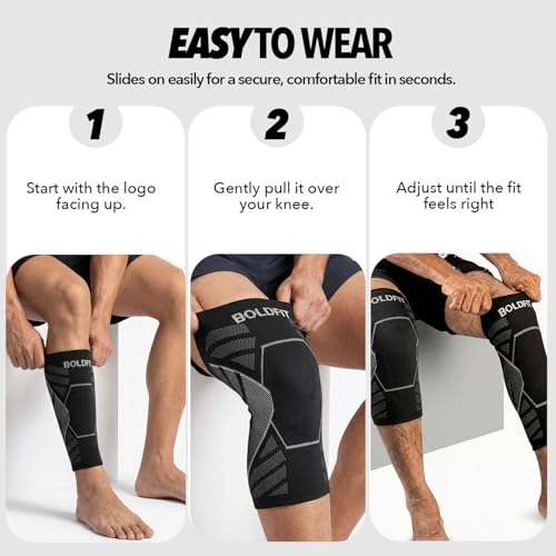 Image of Boldfit Orthopedic Knee Caps for Men & Women | Knee Support for Pain Relief, Gym, Running, Arthritis & Workouts | Anti-Slip Knee Sleeves for Squats, Sports, Badminton - Grey- Small