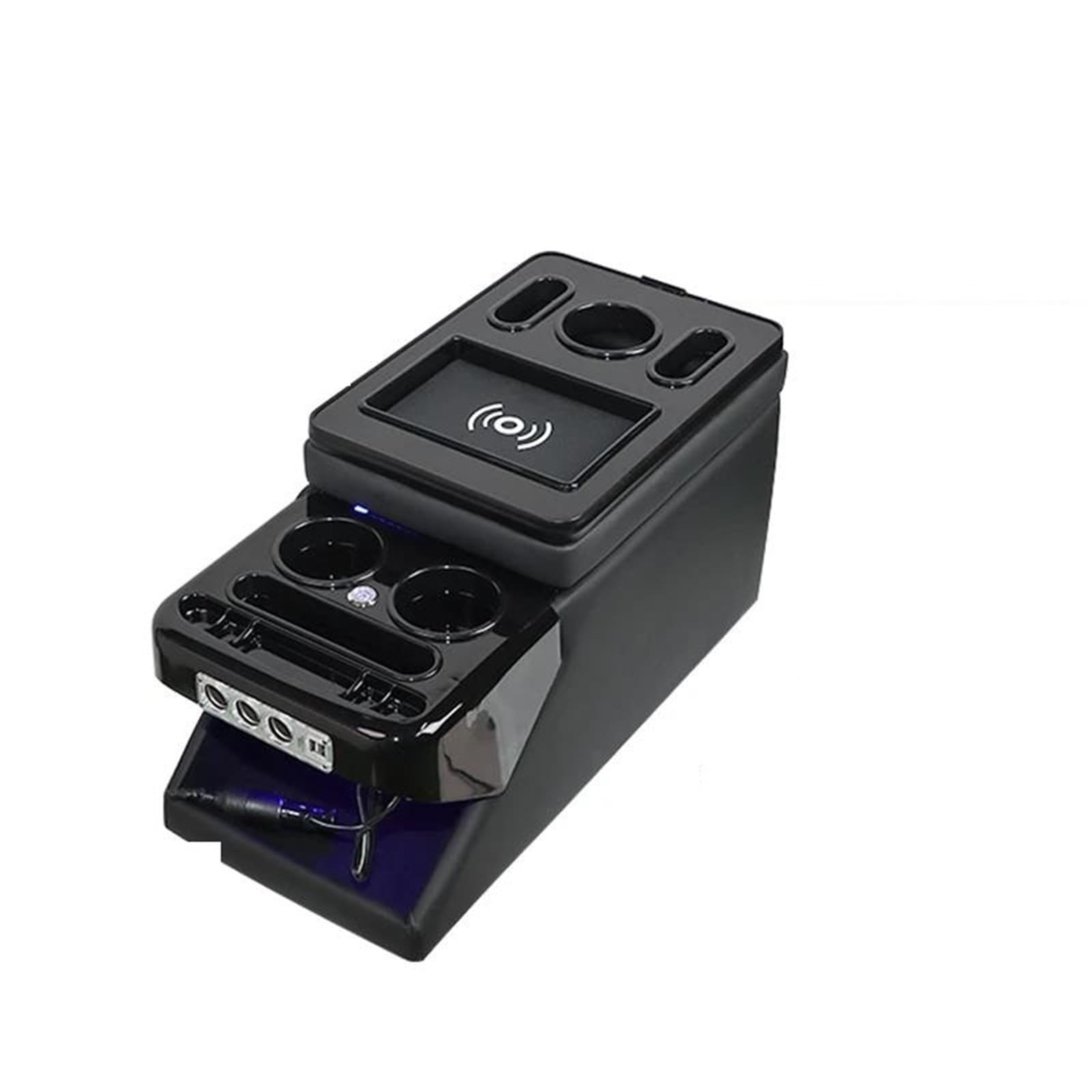 Bracciolo Universale Per Auto Larghezza 24 Cm, Per Monovolume Consolle Centrale Ricarica Wireless(24 Black Wireless)