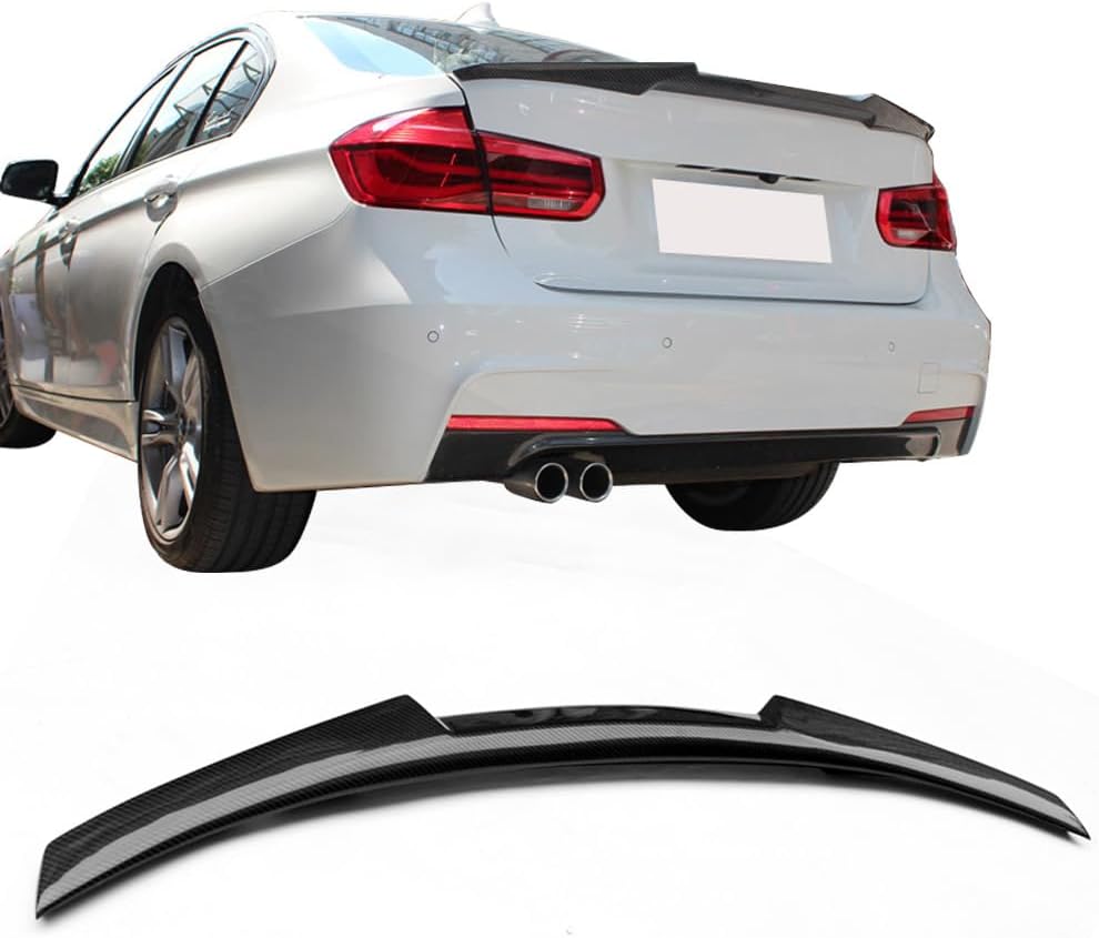 IKON MOTORSPORTS Trunk Spoiler Real Carbon Fiber Compatible with 2012-2020 BMW 3-Series F30 F80, M4 Style Black Spoilers Wing Trunk Boot Lid Deck Lip for 2019 2018 2017 2016 2015 2014 2013