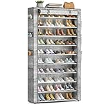 Shoe Rack 10Tier Large Capacity 50-56Pairs Beautiful Tall Shoe Shelf Free Standing Storage Cabinet Entryway Closet