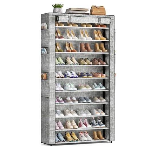 OYREL Shoe Rack 10Tier Large Capacity 50-56Pairs Beautiful Tall Shoe Shelf Free Standing Storage Cabinet Entryway Closet