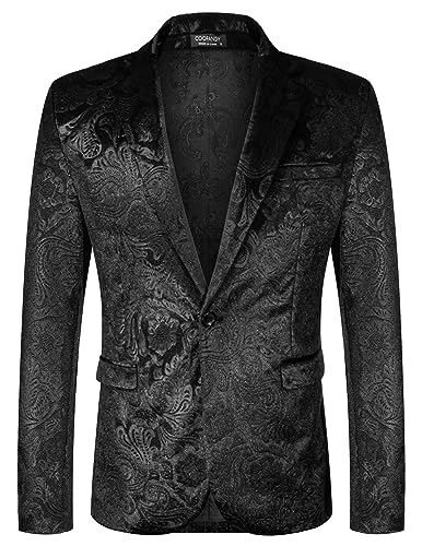 Image of COOFANDY Men's Velvet Blazer Notched Lapel Velour Suit Jacket One Button Tuxedo Jackets for Wedding Prom Party Dinner