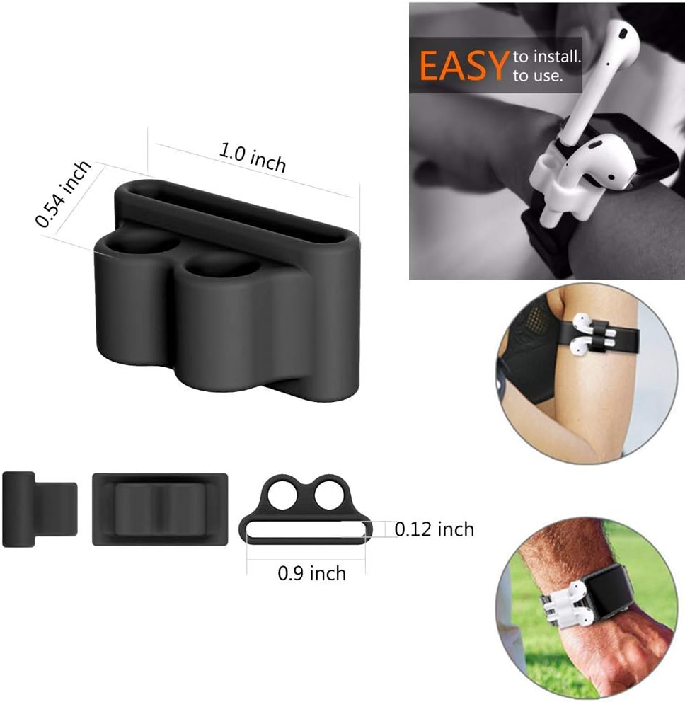 AirPods Case Cover Compatible Apple Airpods 2 & 1[Front LED Visible],9 in 1 Kits Airpods Accessories Protective Silicone Skin with Airpods Watch Band Holder/Ear Hook/Strap/Clip/Keychain-Olive Green