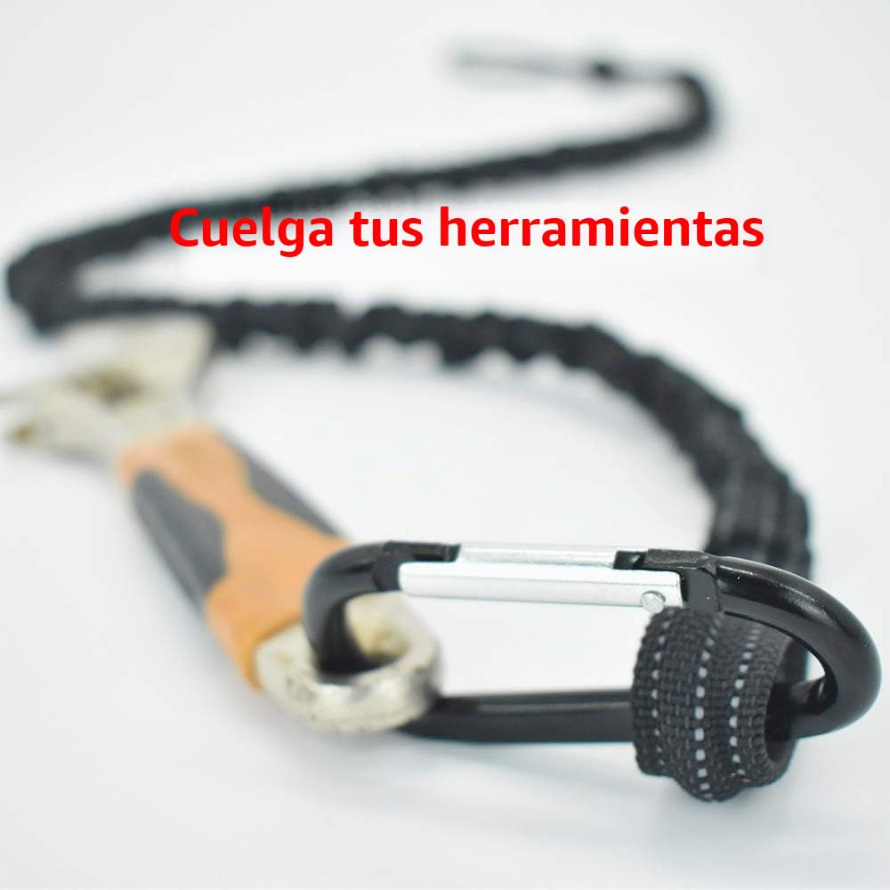 Correa para herramientas con mosquetón y extremo de bucle ajustable y retráctil, herramienta anticaídas, 2 unidades