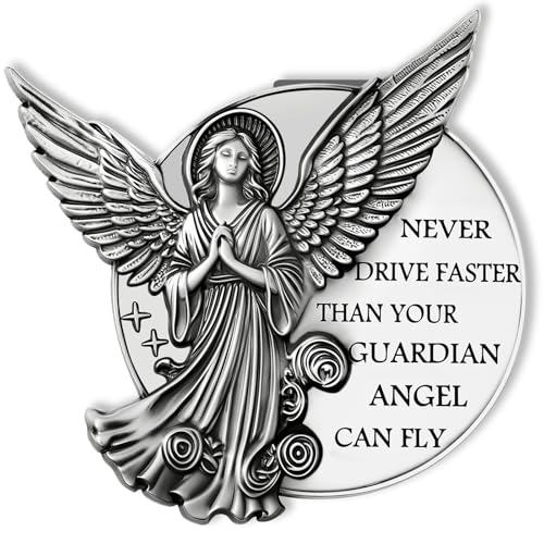 Meliatomia Guardian Angel Visor Clip for Car Never Drive Faster Clip 2.95 Inch Drive Safe Inspirational Gifts for Women Men