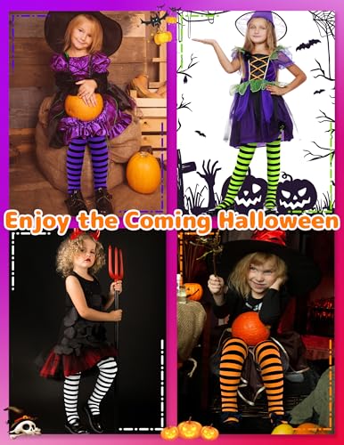 Olreco Toddler Tights Ultra Soft Baby Tights for Girls Halloween Stockings for Girls Striped Toddler Witch Accessories Kids2