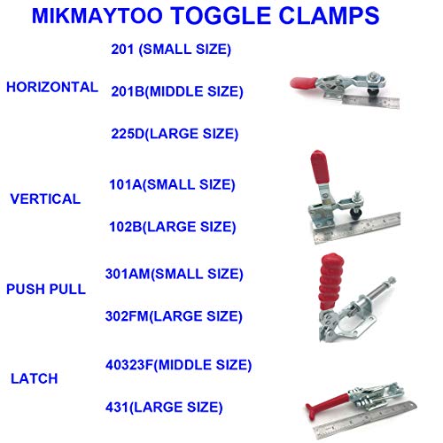 Image of 302F Push Pull Toggle Clamp Latch Anti-slip 2 Pack Hand Tool 300Lbs Holding Capacity Quick Release Heavy Duty Hand Tool for Wood Working (302F-2 Pack)