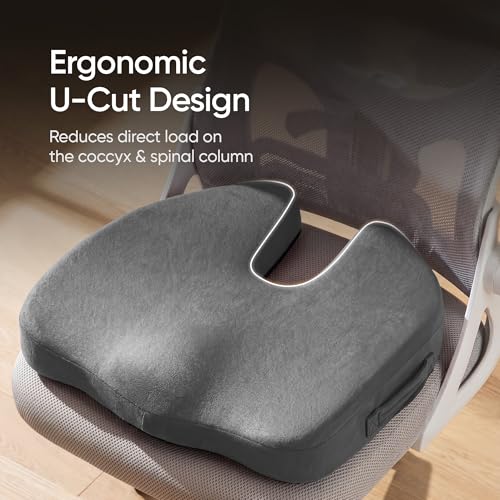 Image of Frido Slim Coccyx Seat Cushion | Orthopaedic Sitting Cushion for Tailbone & Sciatica Relief | Slim Office Chair Support for Long Sitting Hours, Driving & Daily Comfort | Anti-Slip Bottom | Grey