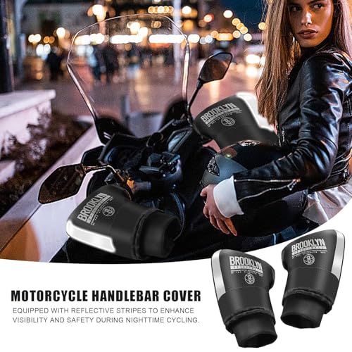 Gants de moto et manchons de guidon réfléchissants avec doublure thermique hiver - 5