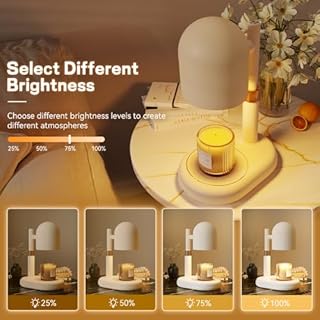 LISUNAR Candle Warmer Lamp with Timer & Dimmer, Adjustable Height Candle Warmer for Jar Candles, Wax Melt Lamp for Home Decor & Gifts, Off White, 2 Bulbs