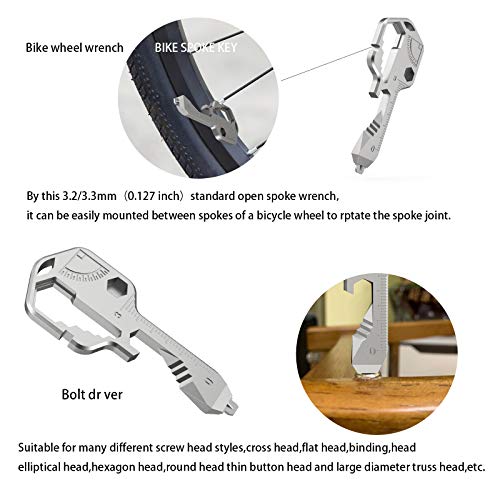 24 In 1 Multi-Tool Key，Key Pocket Tool For Universal Gadget Functions，Stainless Steel Keychain Multi-Tools for Screwdriver, Bottle Opener, Drill Driver, Box Cutter, Wrench, Ruler - Thumbnail 6