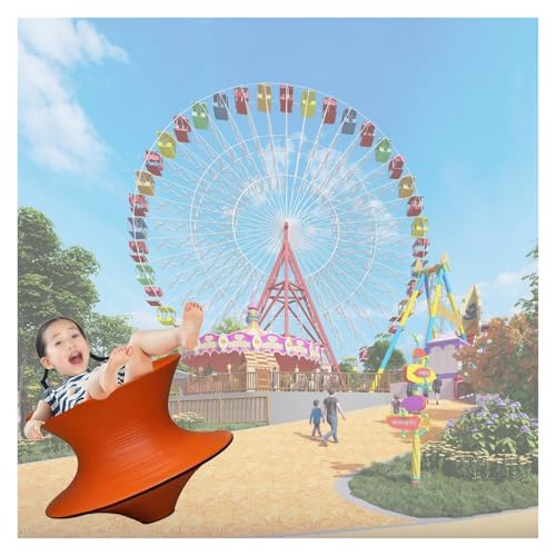MZZKFC 19.3 in Hight Children's Gyro Swivel Chair, 6-8 Years Old Boys Girls 360° Spins Stool, Large FRP Kids Sense Sports Equipment Wear-Resistant & Non Slip(Orange)